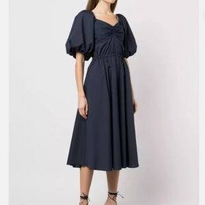 JASON WU Long Sweetheart Dress W/ Puff Sleeves In Blue